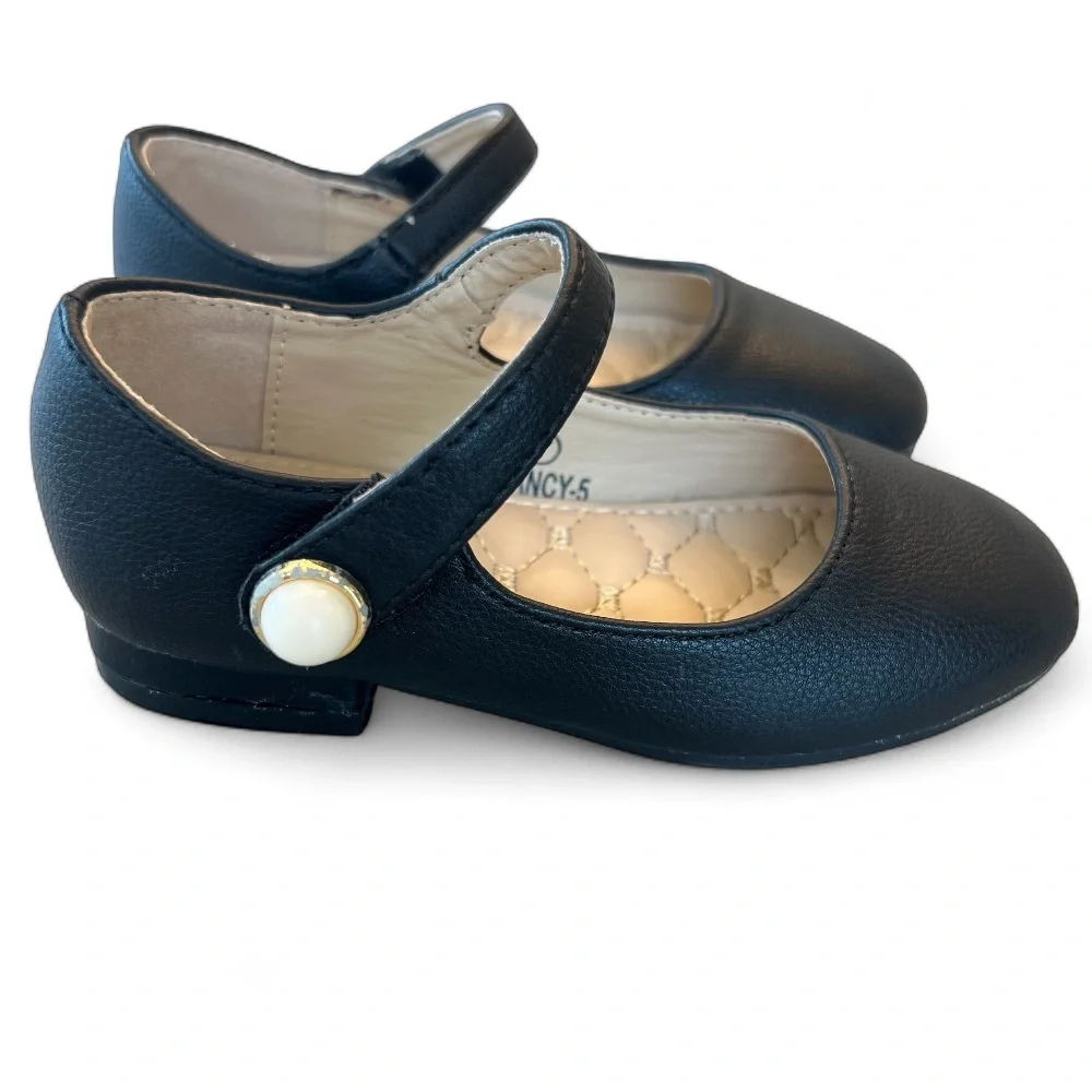 Elegant Black Mary Jane Shoes with Pearl detail,‎ Toddler 7